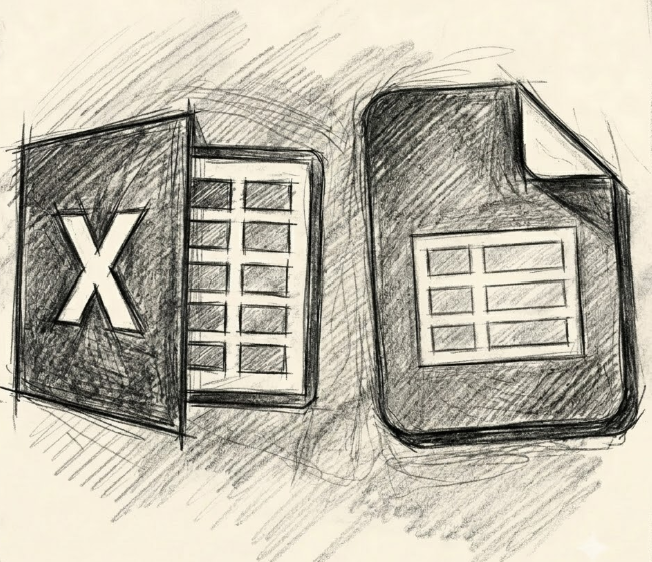 Sketch representing key Excel and Sheet formulas